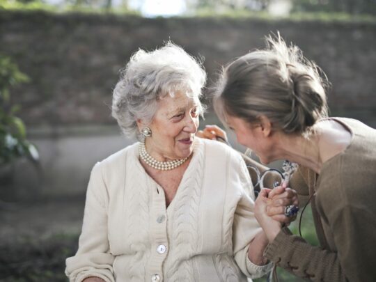 woman visiting grandmother