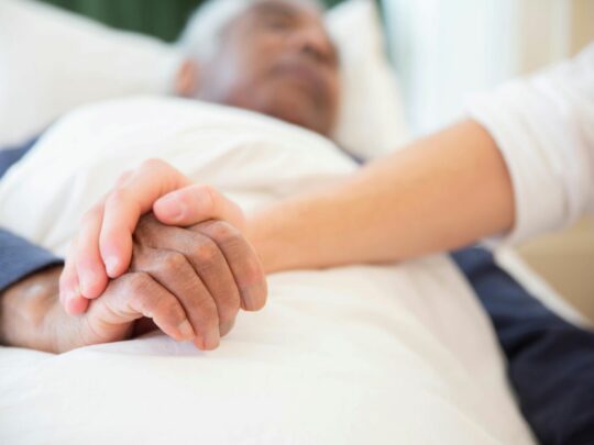 man holding hand
