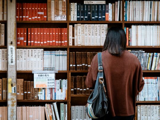 woman shopping in bookstore